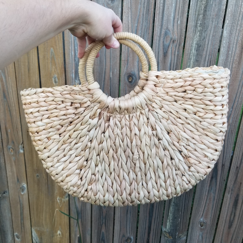 Natural Woven Straw Tote Bag